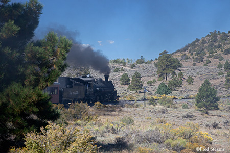 Cumbres and Toltec Scenic Railroad Steam Engine 489 Approaching Whiplash Curve